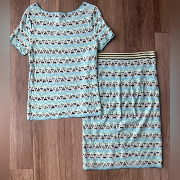 Etcetera Blue Chevron Knit Matching Skirt TopSet - Picture 7 of 12